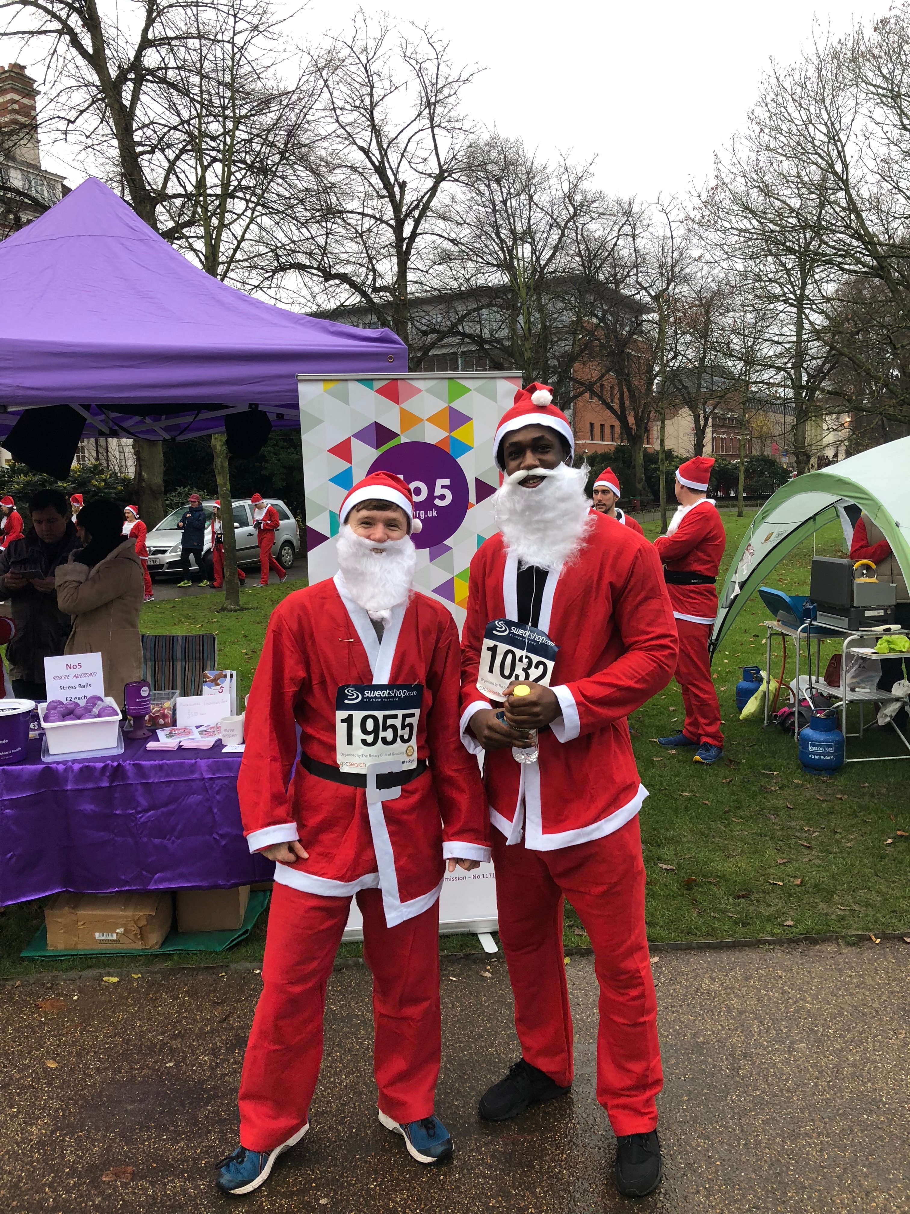 Mark and Dan after running a Santa run for No5