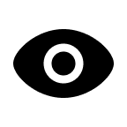 A simple black eye icon with a circular inner shape on a light grey background, representing visibility—perfect for web design or a WordPress website.